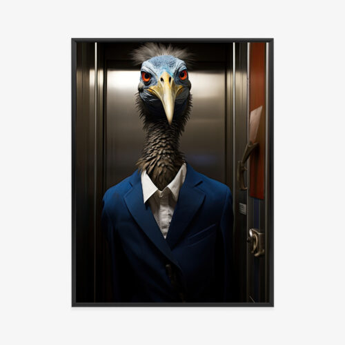 Plakat w ramie Ptak Garnitur Humorystyczny portret Premium