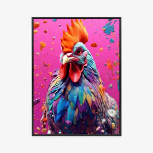 Plakat w ramie Kogut Abstrakcyjny Eksplozja kolorów Premium