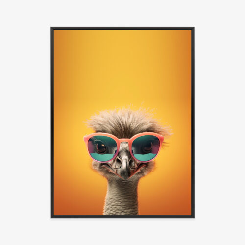 Plakat w ramie Struś Humorystyczny Okulary przeciwsłoneczne Premium
