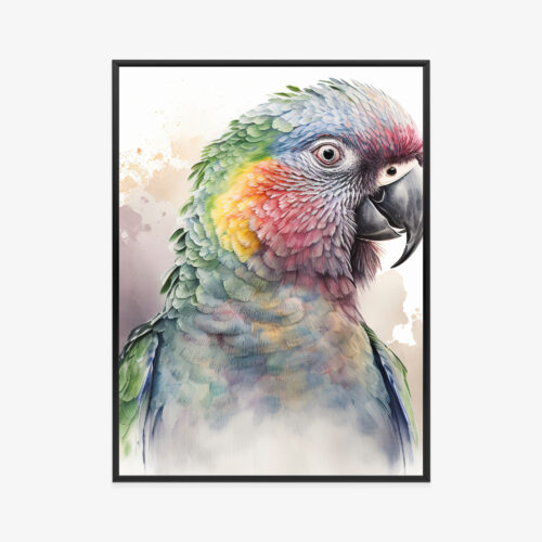 Plakat w ramie Papuga Akwarela Kolorowy portret Premium