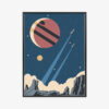 Plakat w ramie rakiety Retro Start z planety Premium