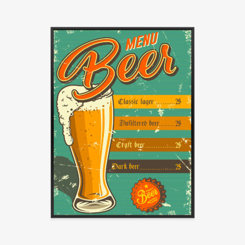 Plakat w ramie piwo Retro Bar menu piwne Premium