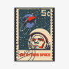 Plakat w ramie człowiek w kosmosie Styl retro Premium