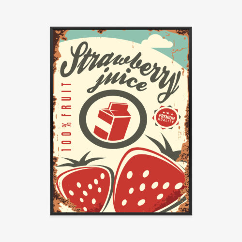 Plakat w ramie sok truskawkowy Styl retro Premium