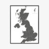 Plakat w ramie mapa Wielkiej Brytanii Styl minimalistyczny Premium
