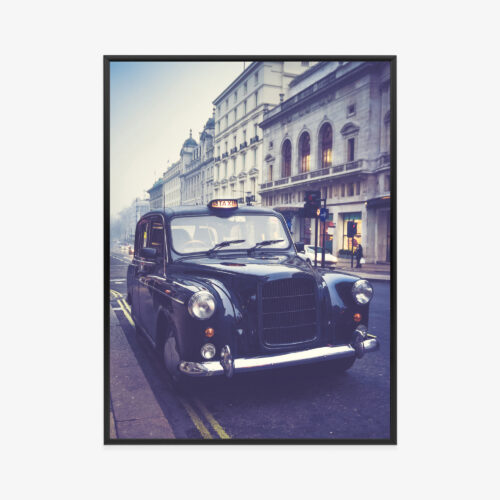 Plakat w ramie Londyńska taksówka Styl retro Uliczna scena Premium
