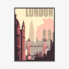 Plakat w ramie Londyn Styl retro Panorama miasta Premium