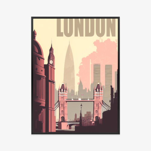 Plakat w ramie Londyn Styl retro Panorama miasta Premium