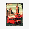 Plakat w ramie Londyn Autobus Retro Big Ben Premium