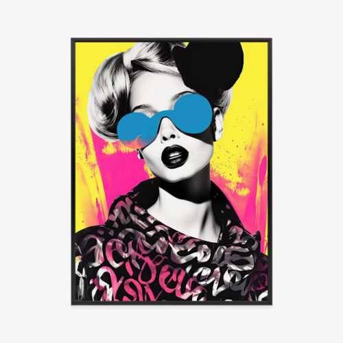 Plakat w ramie Moda Pop-art Kobieta w okularach Premium