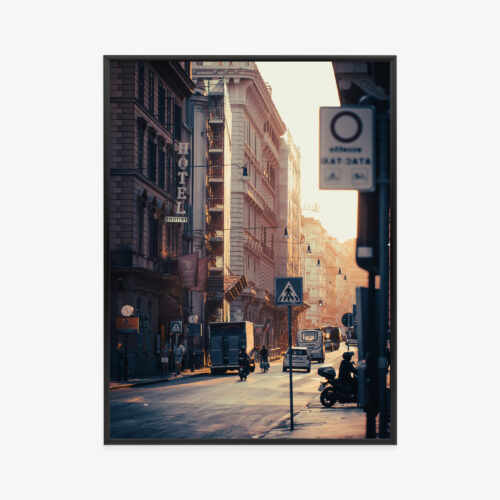 Plakat w ramie Ulica Rzym Architektura Złota Godzina Premium