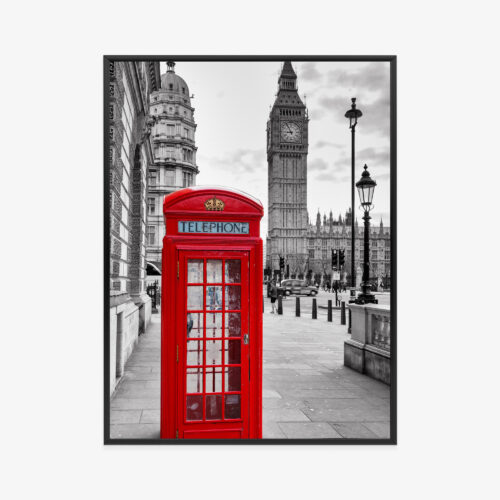 Plakat w ramie Londyn Budka Telefoniczna Big Ben Premium