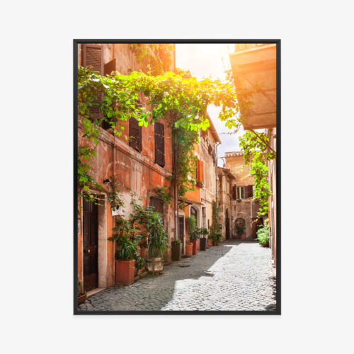 Plakat w ramie Rzym Uliczka Zabytkowa atmosfera Premium