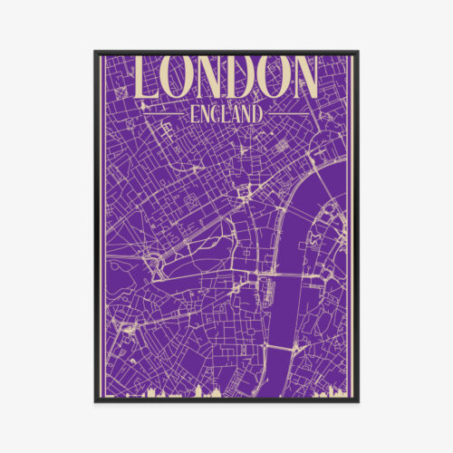 Plakat w ramie Londyn Mapa miasta artystyczna typografia Premium