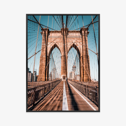 Plakat w ramie Nowy Jork Brooklyn Bridge symetria Premium