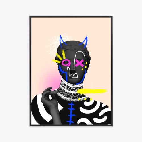 Plakat w ramie Pop Art rzeźba grecka abstrakcyjna twarz Premium