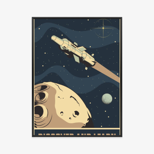 Plakat w ramie rakieta kosmos retro eksploracja Premium