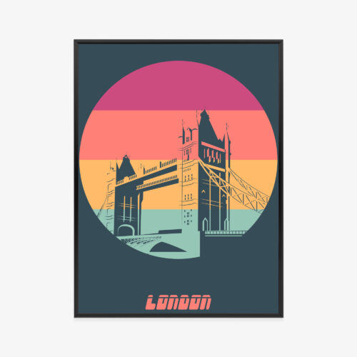 Plakat w ramie Londyn Tower Bridge retro Premium