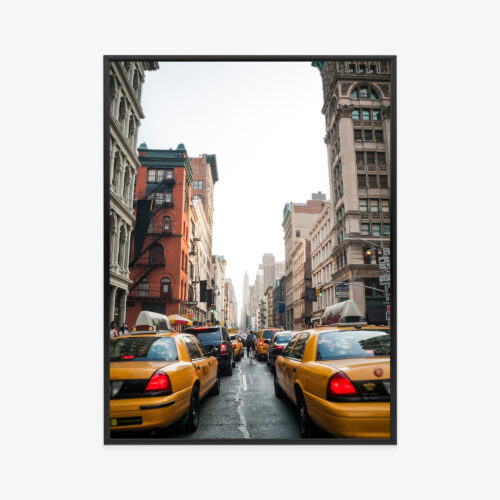 Plakat w ramie Nowy Jork ulica taksówki architektura Premium