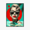 Plakat w ramie kobieta retro styl glamour basen Premium