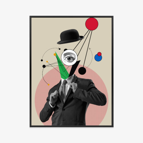 Plakat w ramie surrealizm mężczyzna z okiem Premium