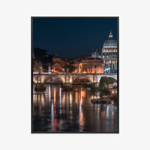 Plakat w ramie Rzym Watykan nocne światła most Premium