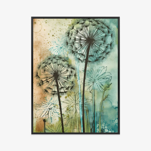 Plakat w ramie dmuchawce Akwarela delikatna natura Premium