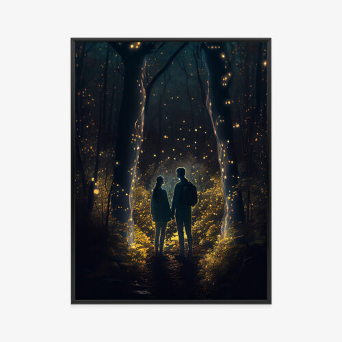 Plakat w ramie para Las magiczna chwila Premium
