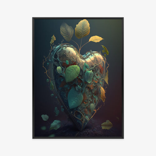 Plakat w ramie serce Natura liście splecione Premium