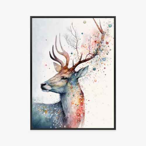 Plakat w ramie Jeleń Akwarela magiczny portret Premium