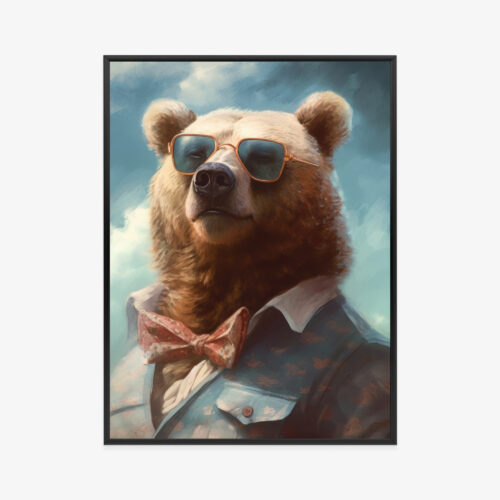 Plakat w ramie Niedźwiedź Portret humorystyczny Premium