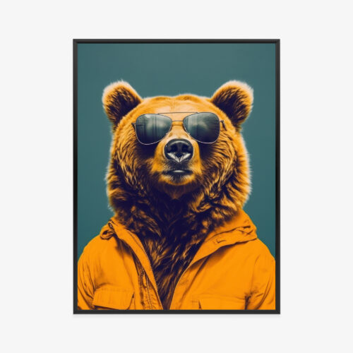 Plakat w ramie Niedźwiedź Portret zabawny Premium