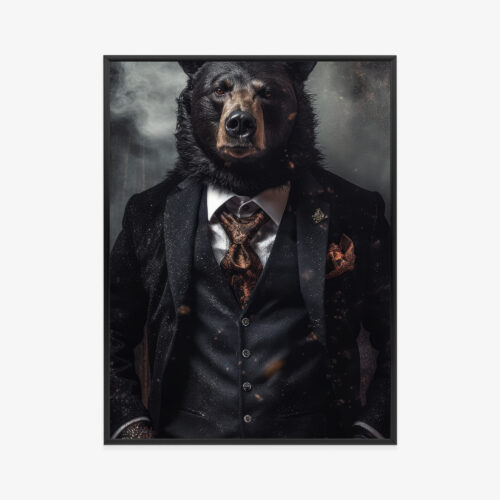 Plakat w ramie Niedźwiedź Elegancki portret Premium