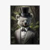 Plakat w ramie Koala Elegancki z cylindrem Premium