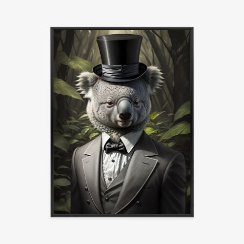 Plakat w ramie Koala Elegancki z cylindrem Premium