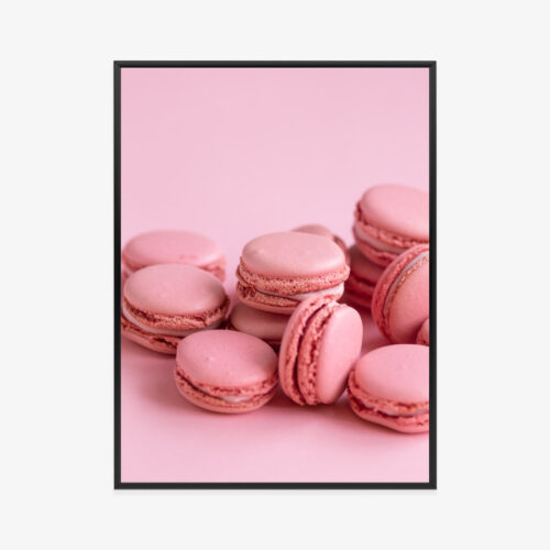 Plakat w ramie Słodycze Minimalistyczny Różowe Makaroniki Premium