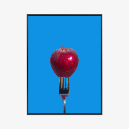 Plakat w ramie Jabłko Minimalistyczny na widelcu Premium
