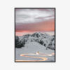 Plakat w ramie Góry Zima Zakręt o zmierzchu Premium